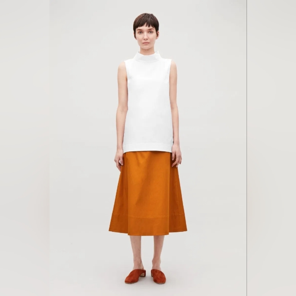 COS White Sleeveless Mock Neck Top